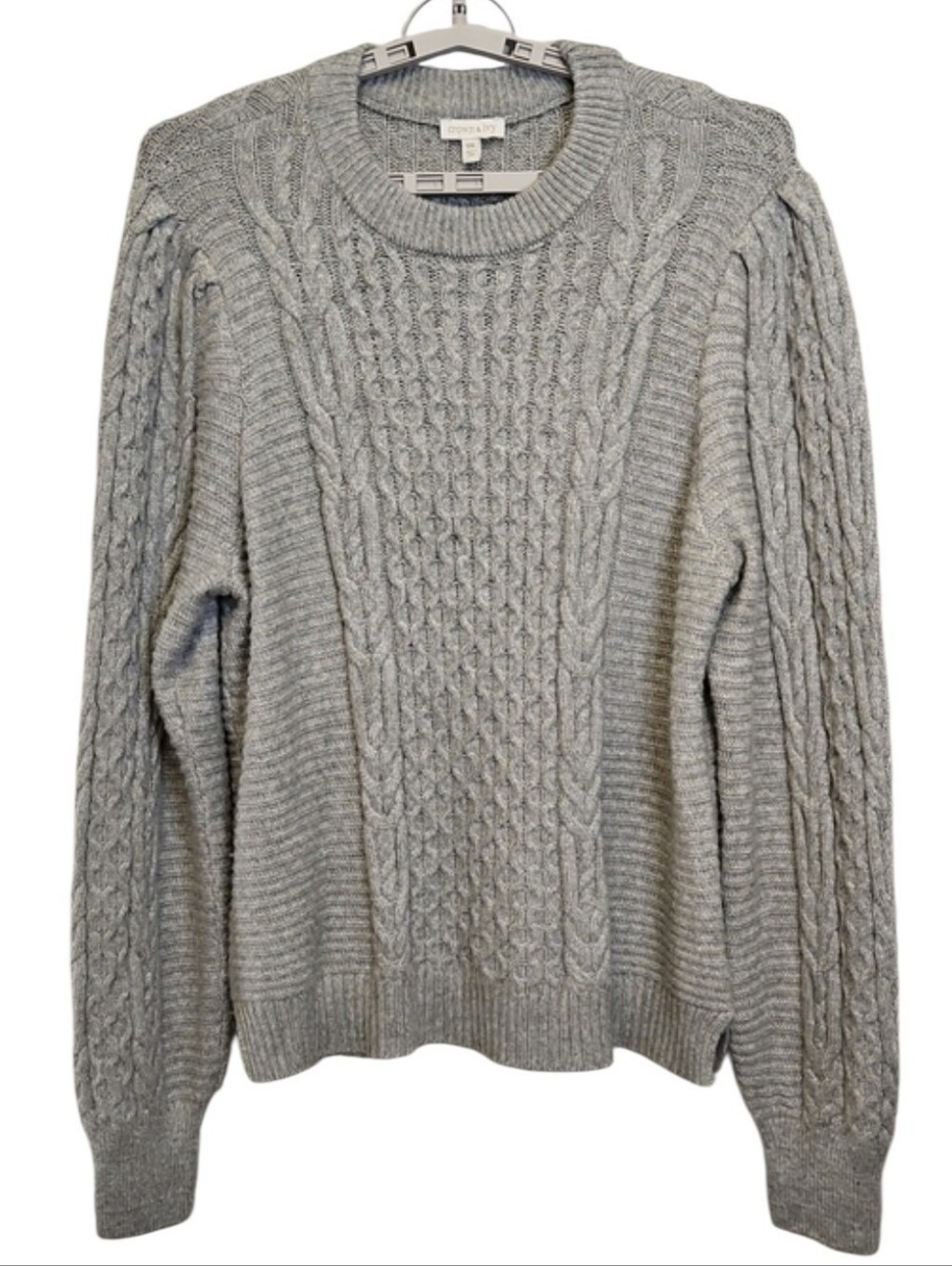 Crown & Ivy NWT Heather Gray Table Cable Sweater, Size XXL
